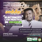 Onyekachi Umah, Esq., LL.M, ACIArb(UK) will be delivering a lecture on “Electricity Law Practice in Nigeria; Role of Young Lawyers”