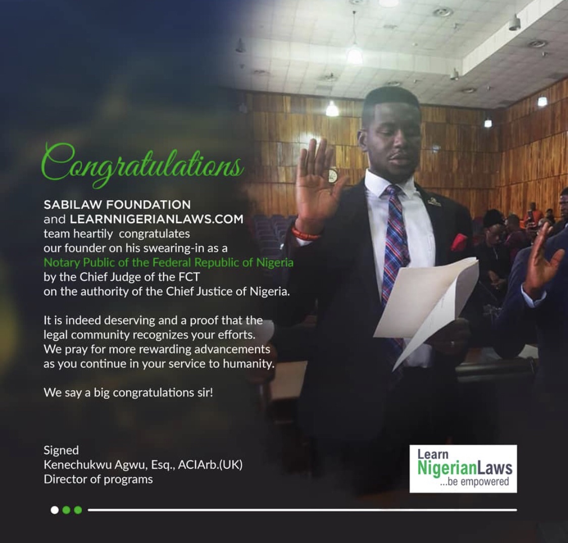 ONYEKACHI UMAH AND OTHERS SWORNIN AS NOTARIES PUBLIC FOR NIGERIA