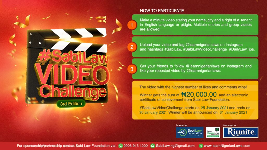 Sabi Law Video Challenge 3rd edition