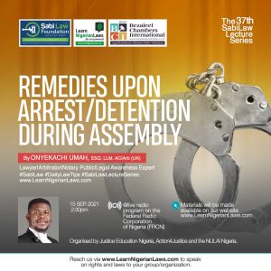 Remedies Upon Arrest/Detention During An Assembly (Protest)