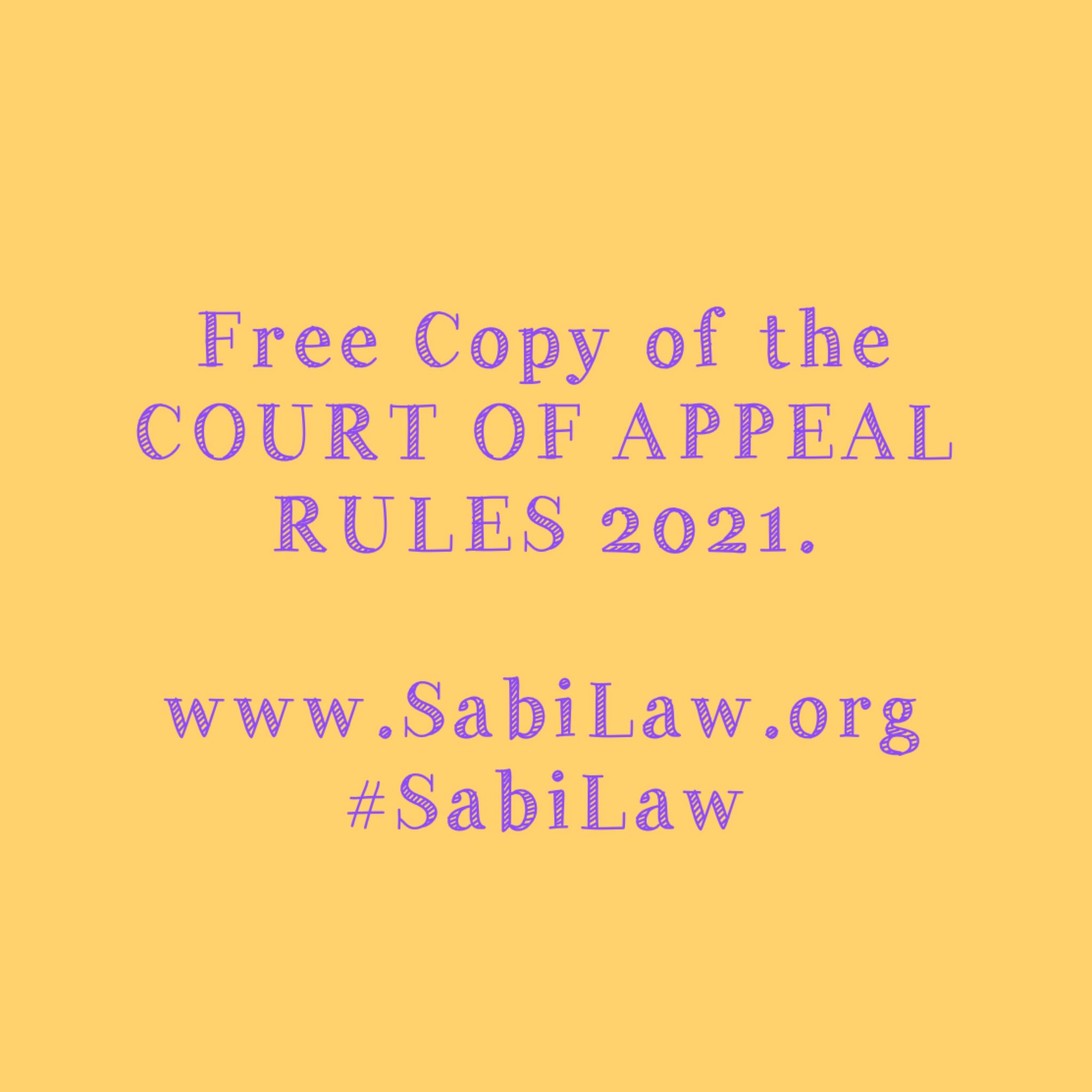 Court of Appeal Rules 2021 SabiLaw