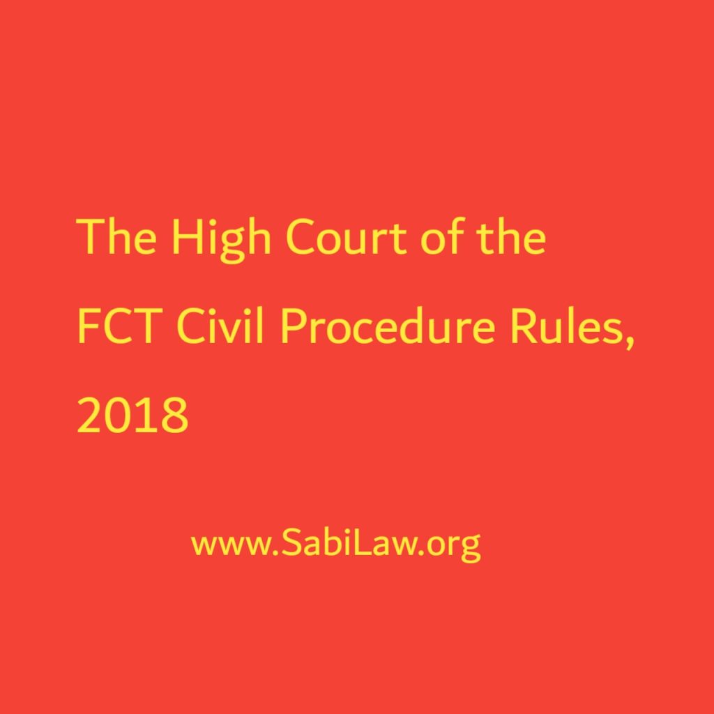 High Court of the FCT Civil Procedure Rules, 2018