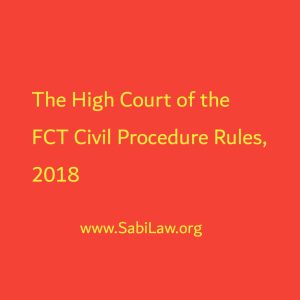 High Court of the FCT Civil Procedure Rules, 2018