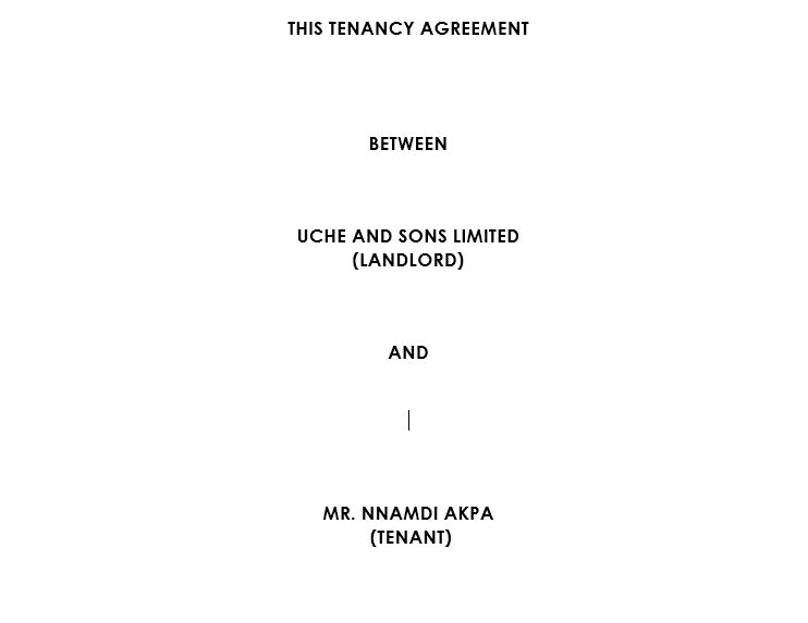 Tenancy Agreement for sub-lease