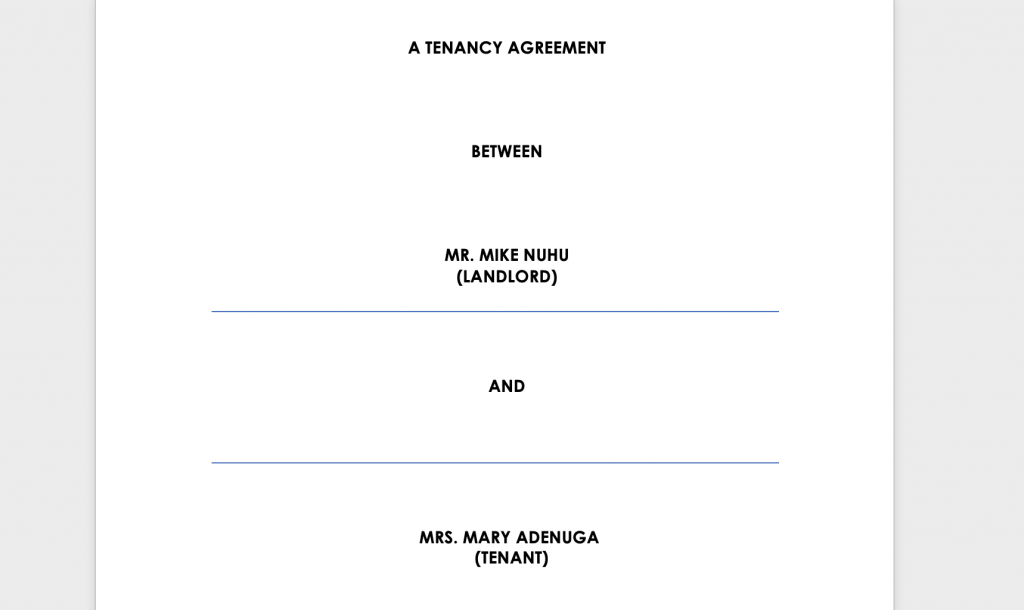 Tenancy Agreement