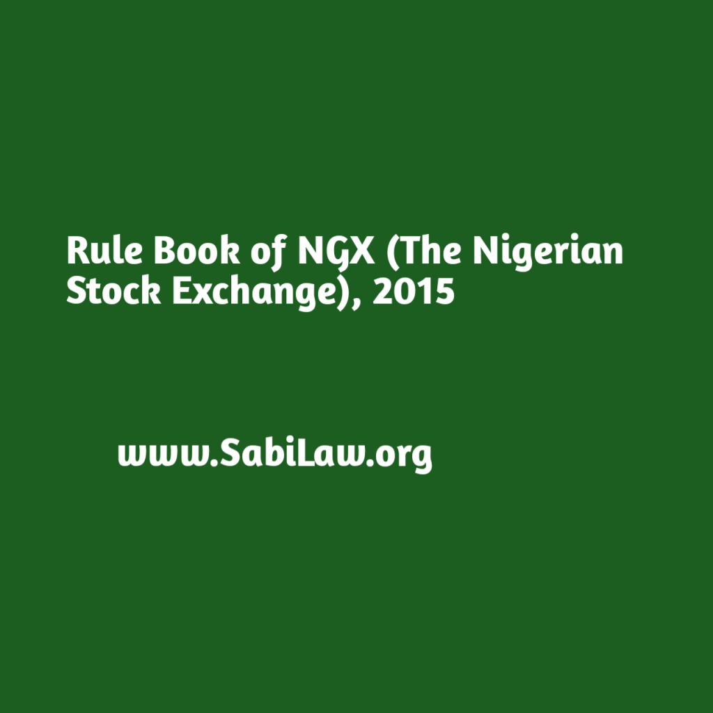 Rule Book of the Nigerian Stock Exchange, 2015