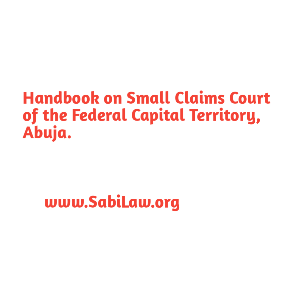 Handbook on Small Claims Court of the Federal Capital Territory, Abuja