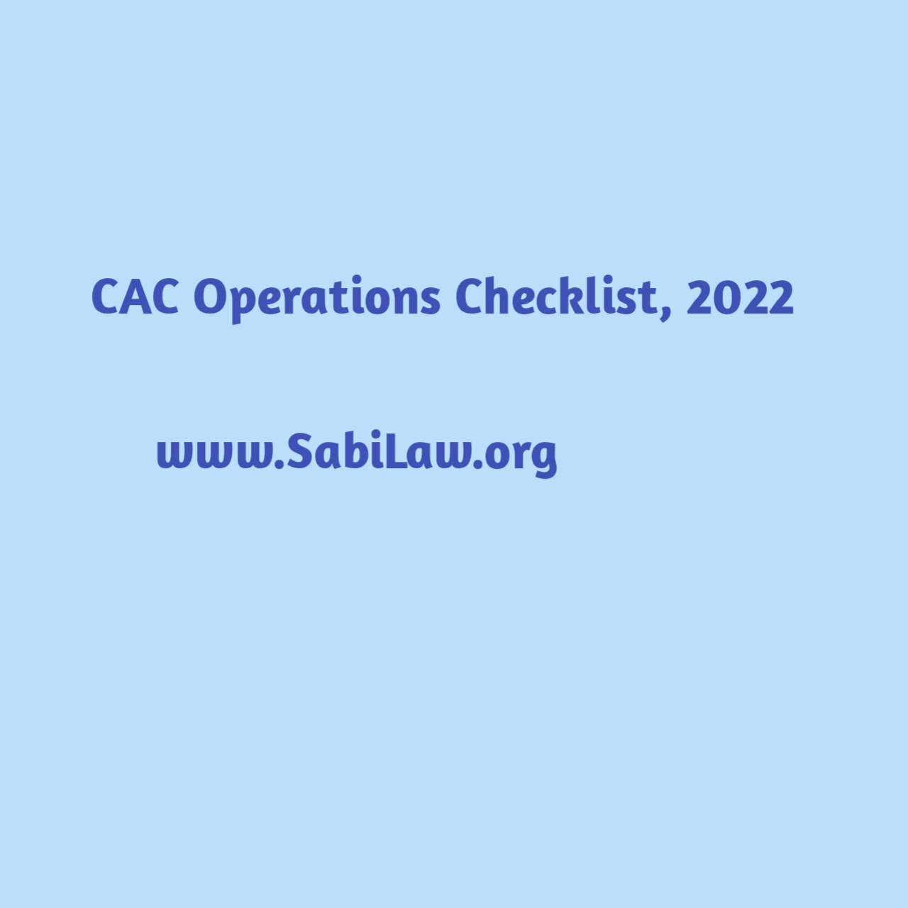 CAC Operations Checklist, 2022