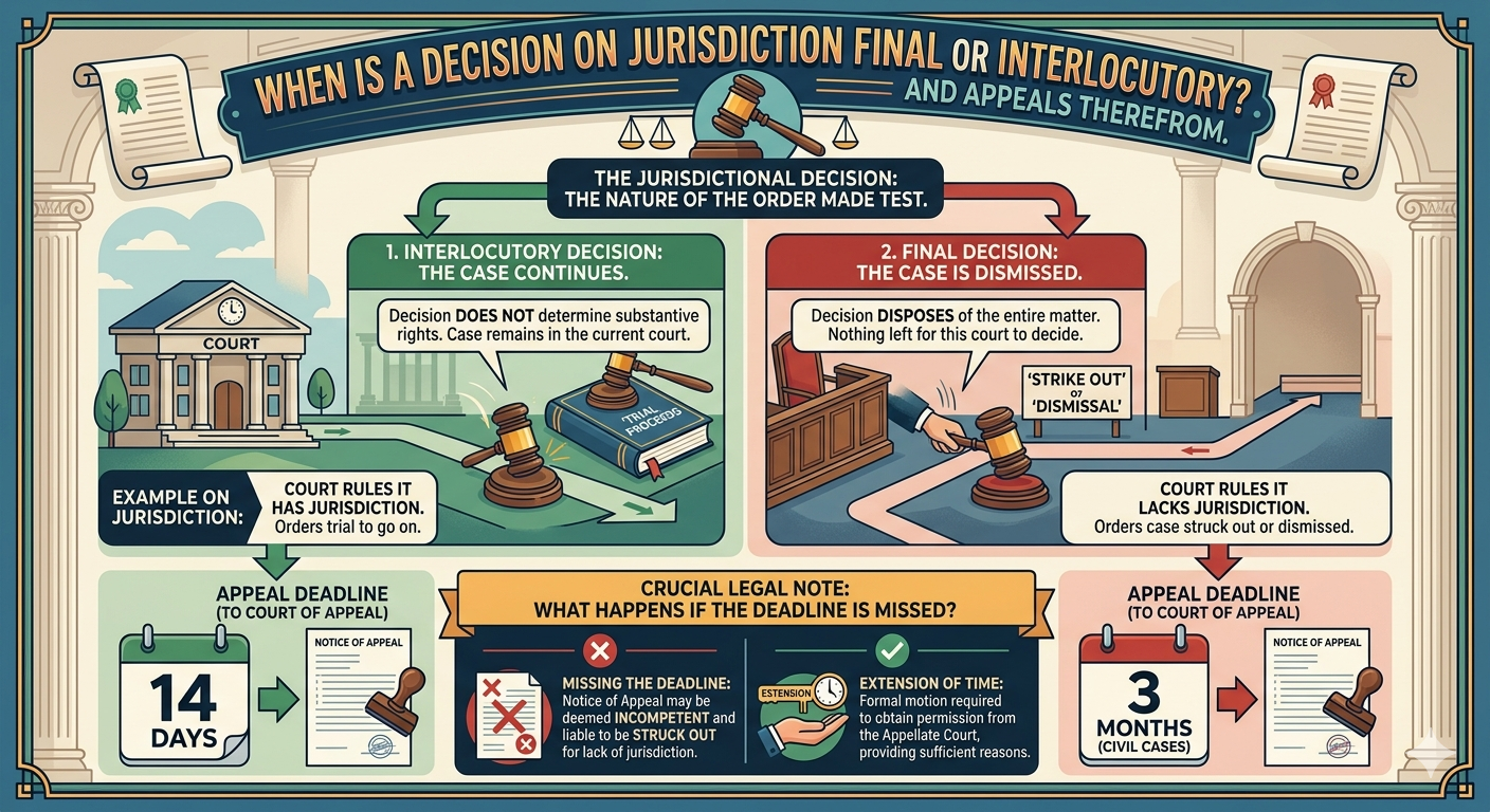 When Is a Decision on Jurisdiction Final or Interlocutory, and When Should an Appeal Be Filed Therefrom?